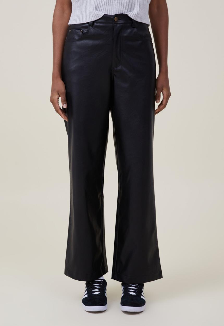 Cotton On - Arden faux leather pant - black