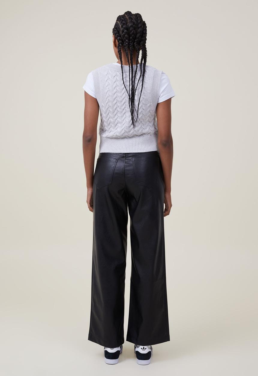 Cotton On - Arden faux leather pant - black