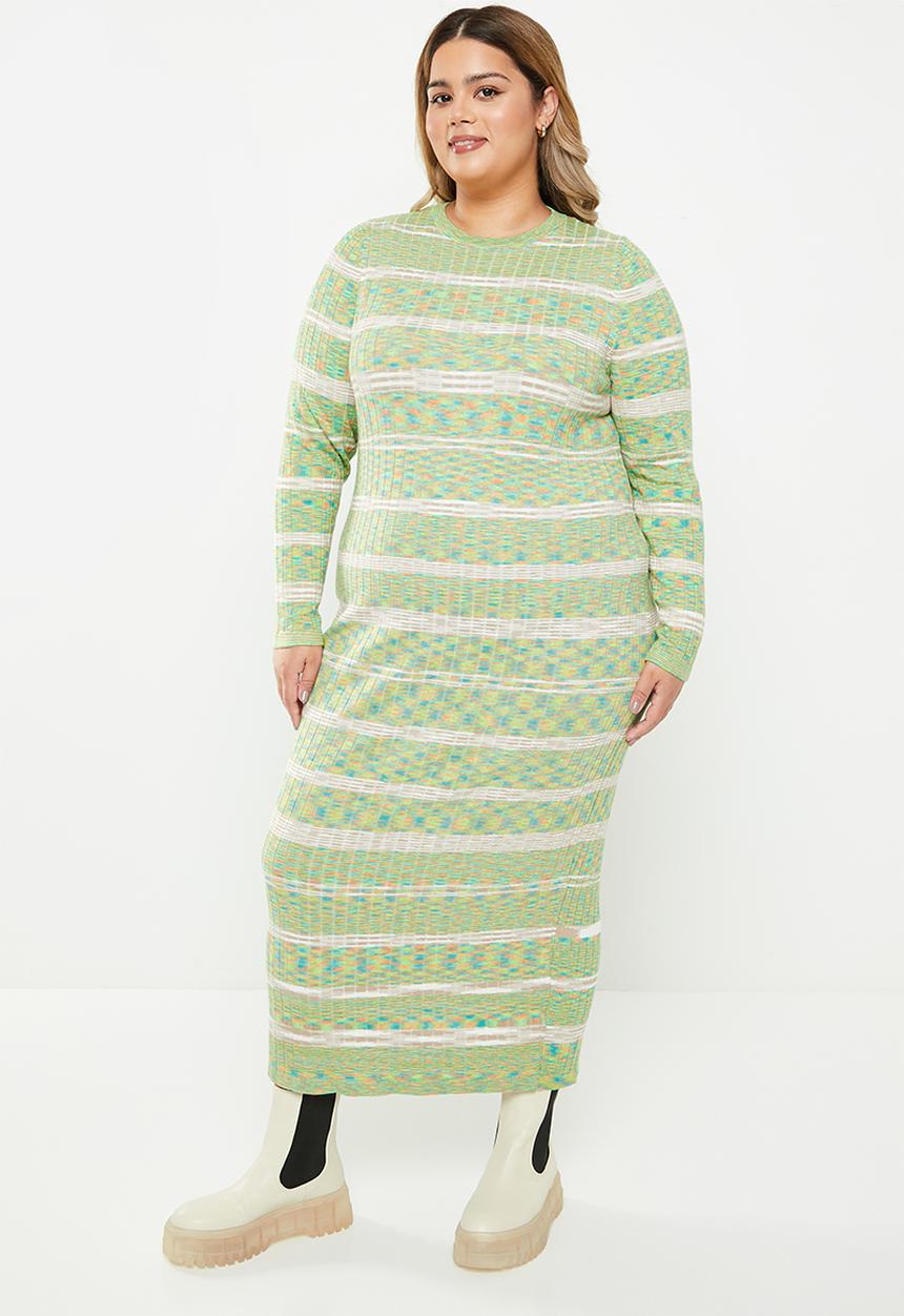 Cotton On - Plus midaxi space dye knit dress - multi spacedye