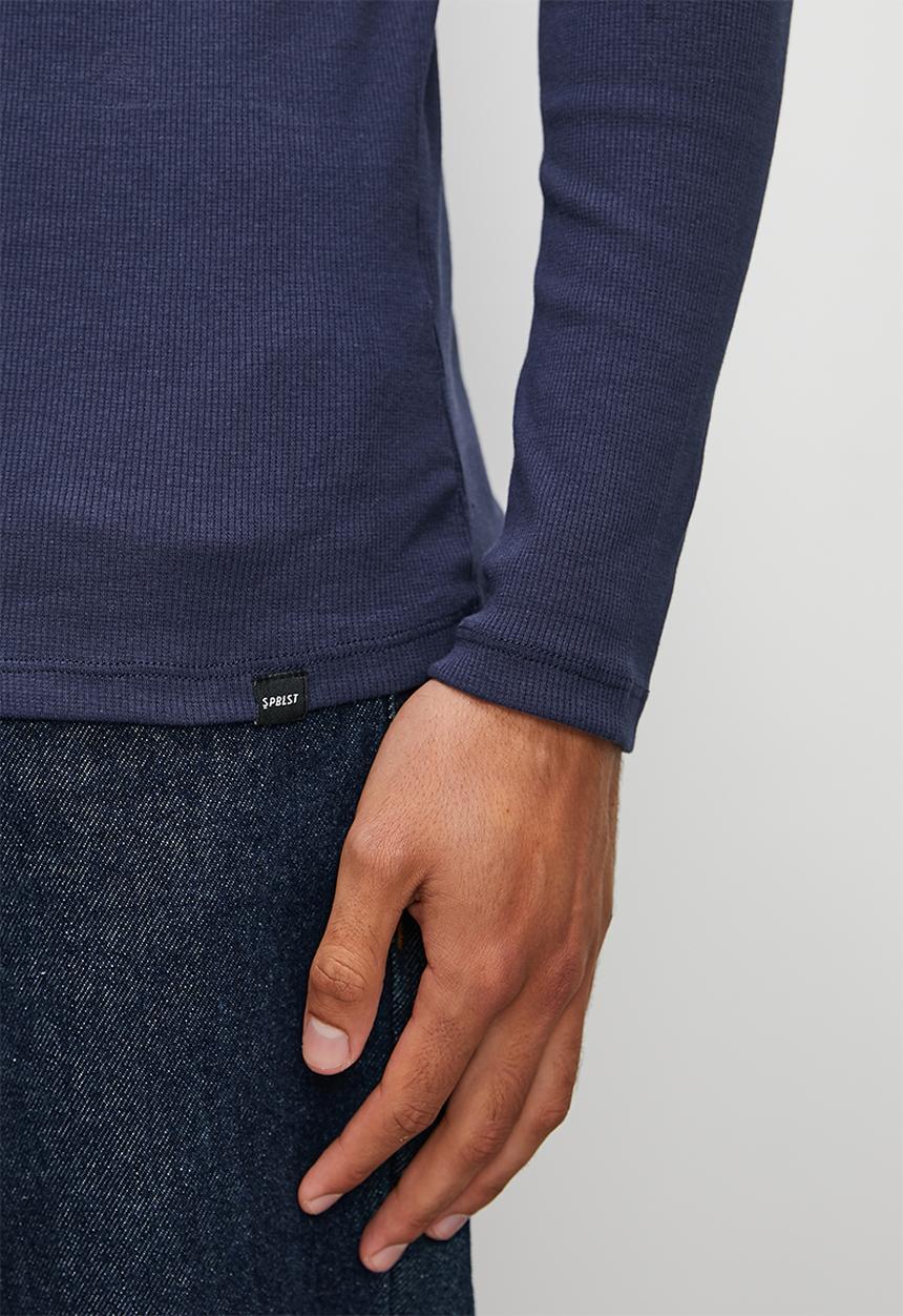 Superbalist - Sochi slim ribbed roll neck long sleeve tee - navy