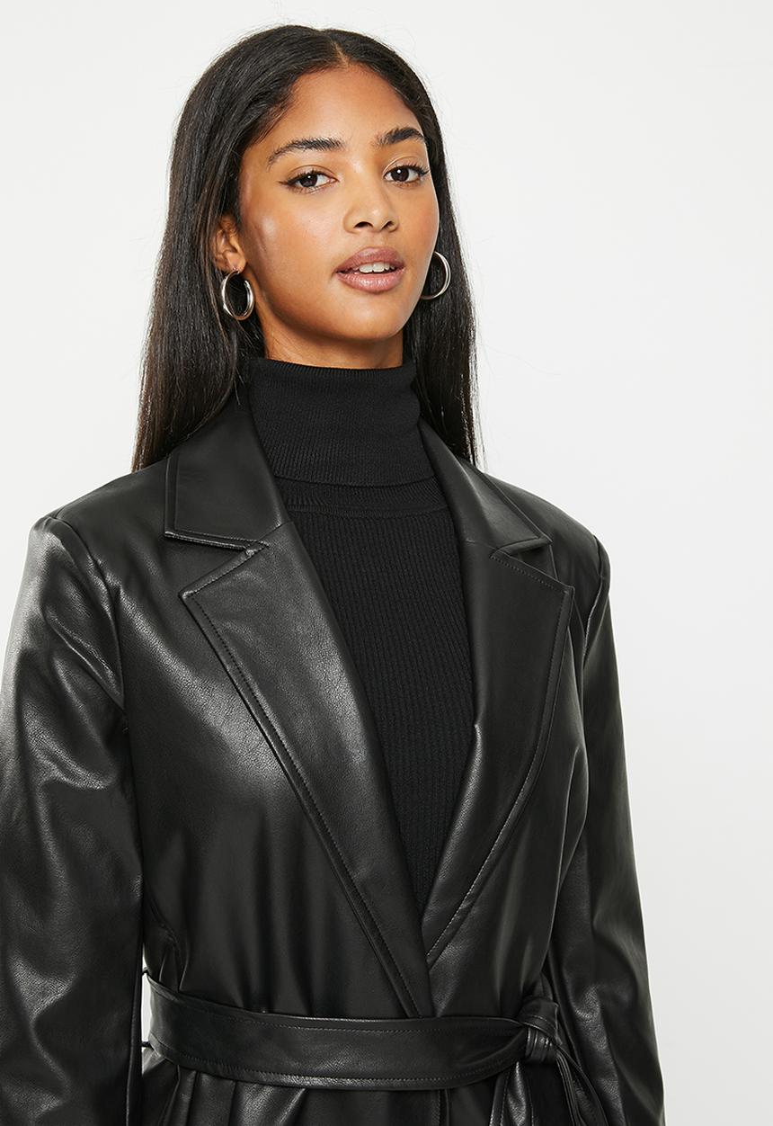 dailyfriday - Pu midi coat - black