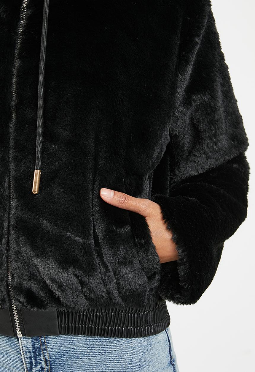 dailyfriday - Fur jacket - black