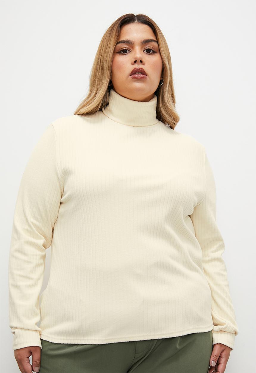 Superbalist - Roll neck fitted  top  -  white