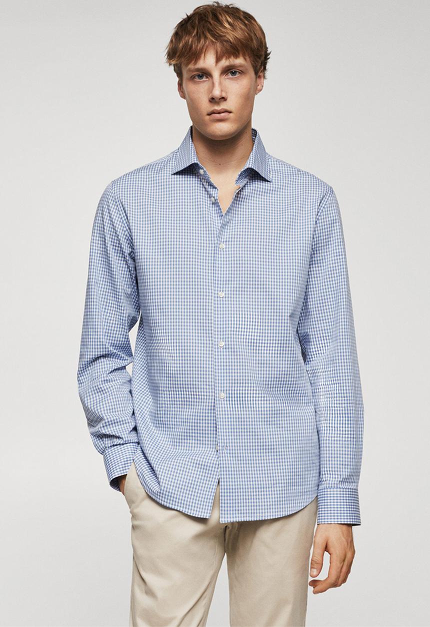 MANGO - Shirt vichy - skye blue