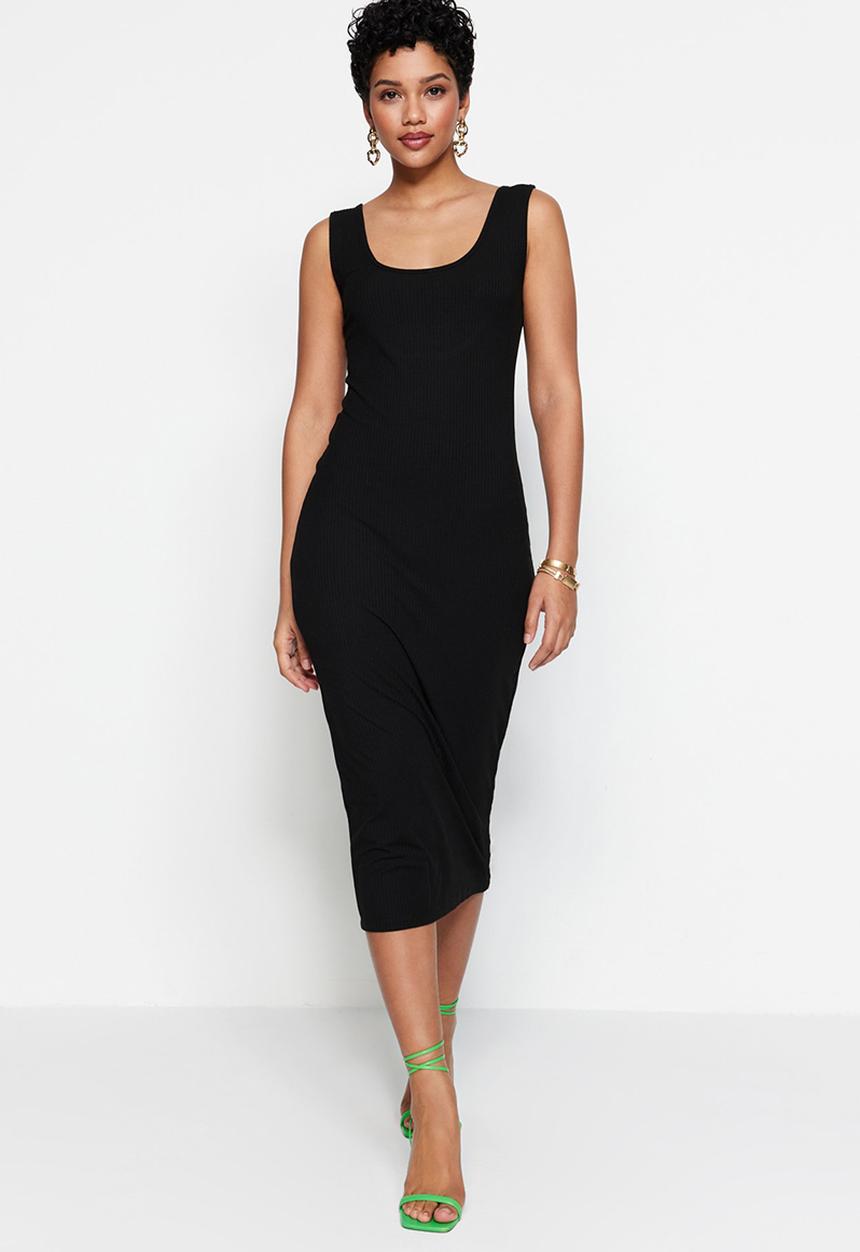 Trendyol - Back tie detailed dress - black
