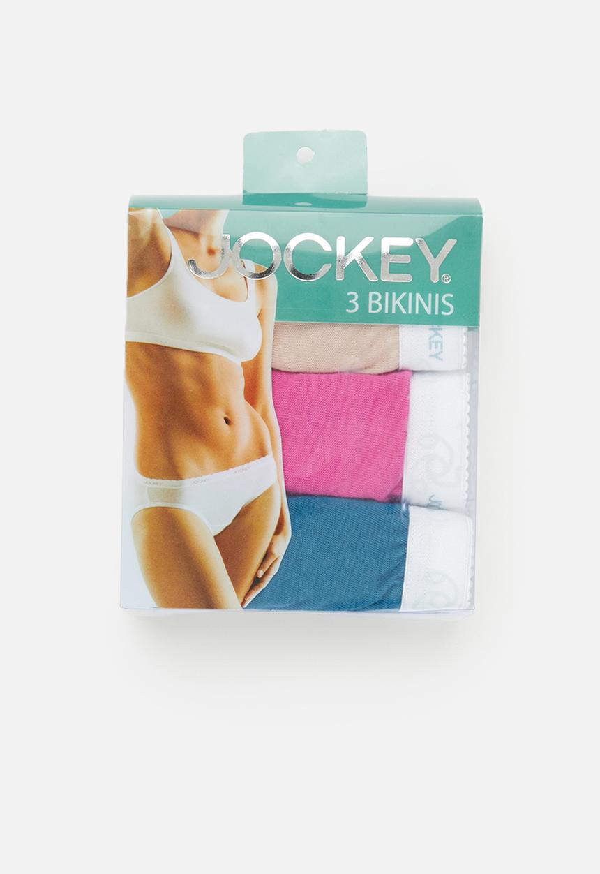 Jockey - 3 pack plain bikini - moroccan blue/petal plum/dark beige
