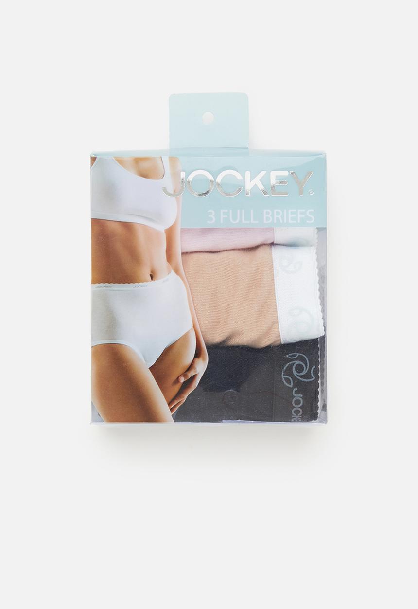 Jockey - 3 pack plain full brief - black, powder beige & musk