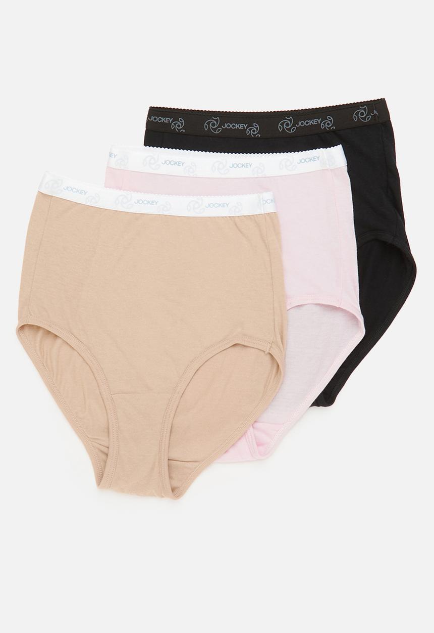 Jockey - 3 pack plain full brief - black, powder beige & musk