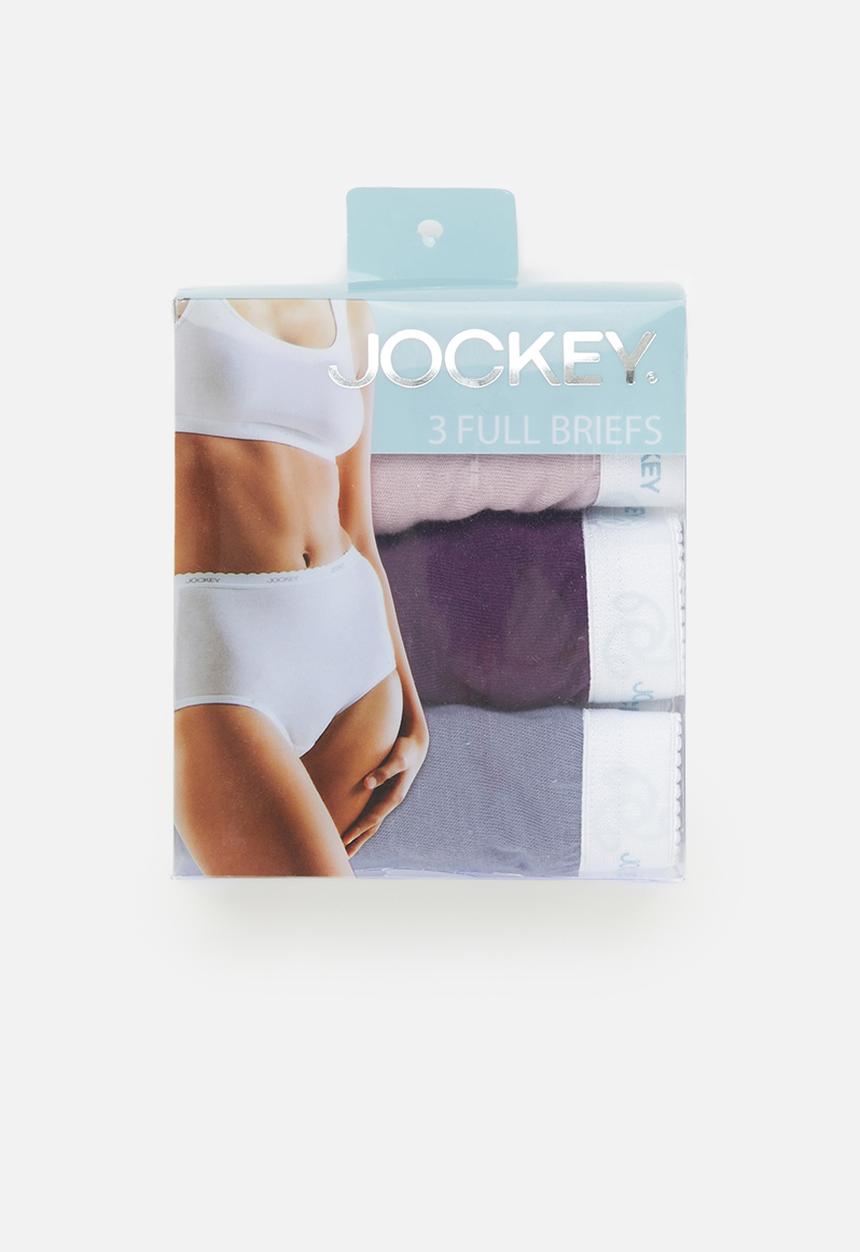 Jockey - 3 pack plain full brief - grisalle, deep plum & mauve