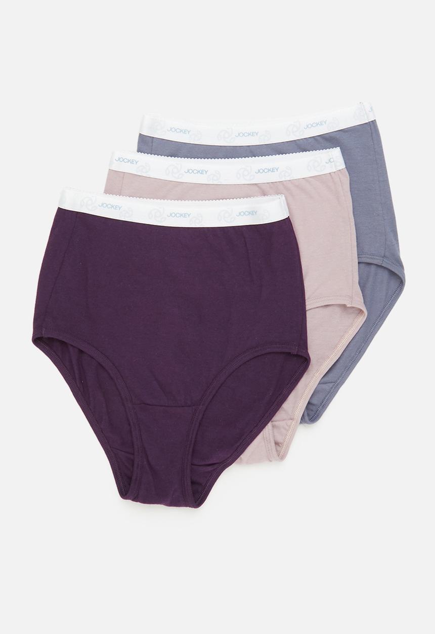 Jockey - 3 pack plain full brief - grisalle, deep plum & mauve