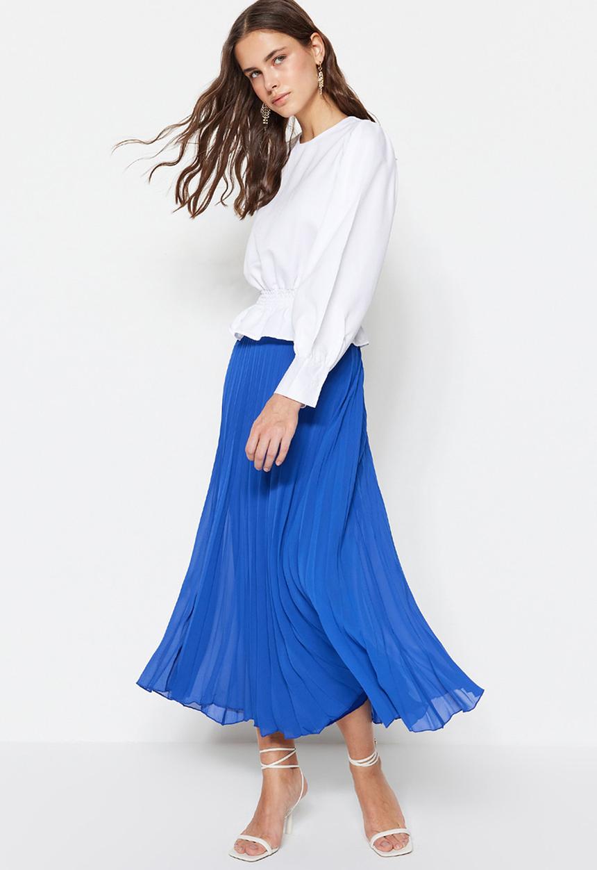 Trendyol - Modest pleated skirt - cobalt