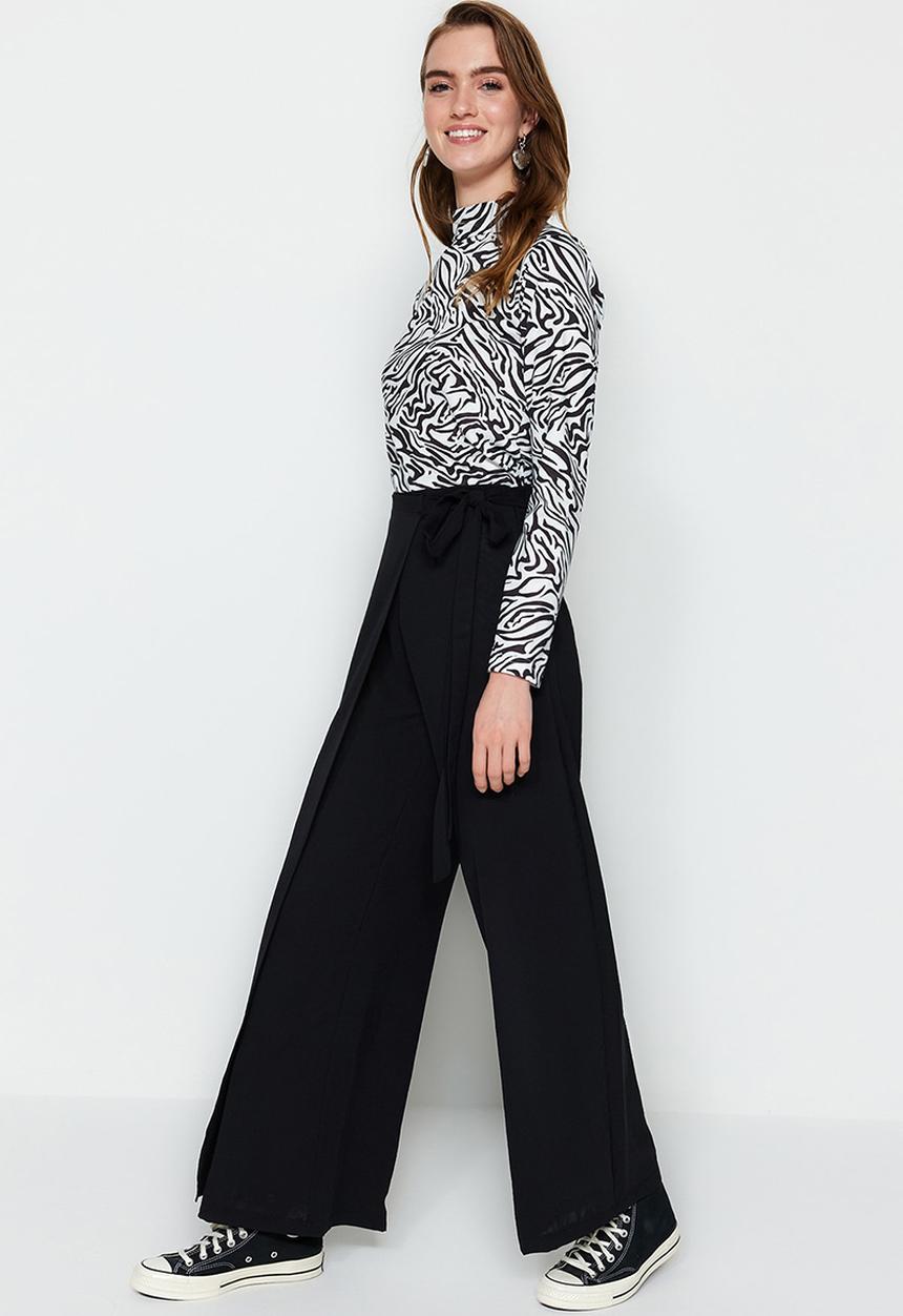 Trendyol - Modest mock wrap pants - black