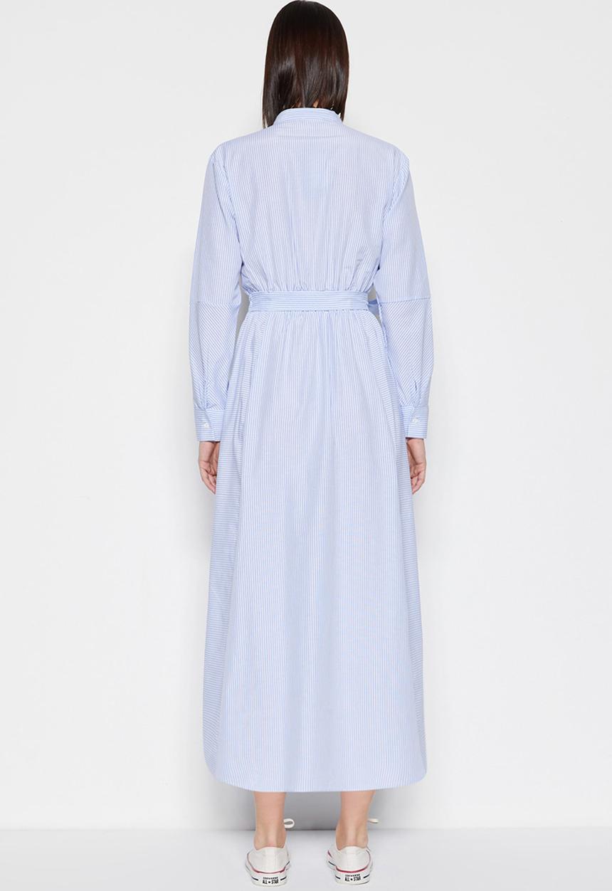 Trendyol - Modest stripe shirt dress - blue