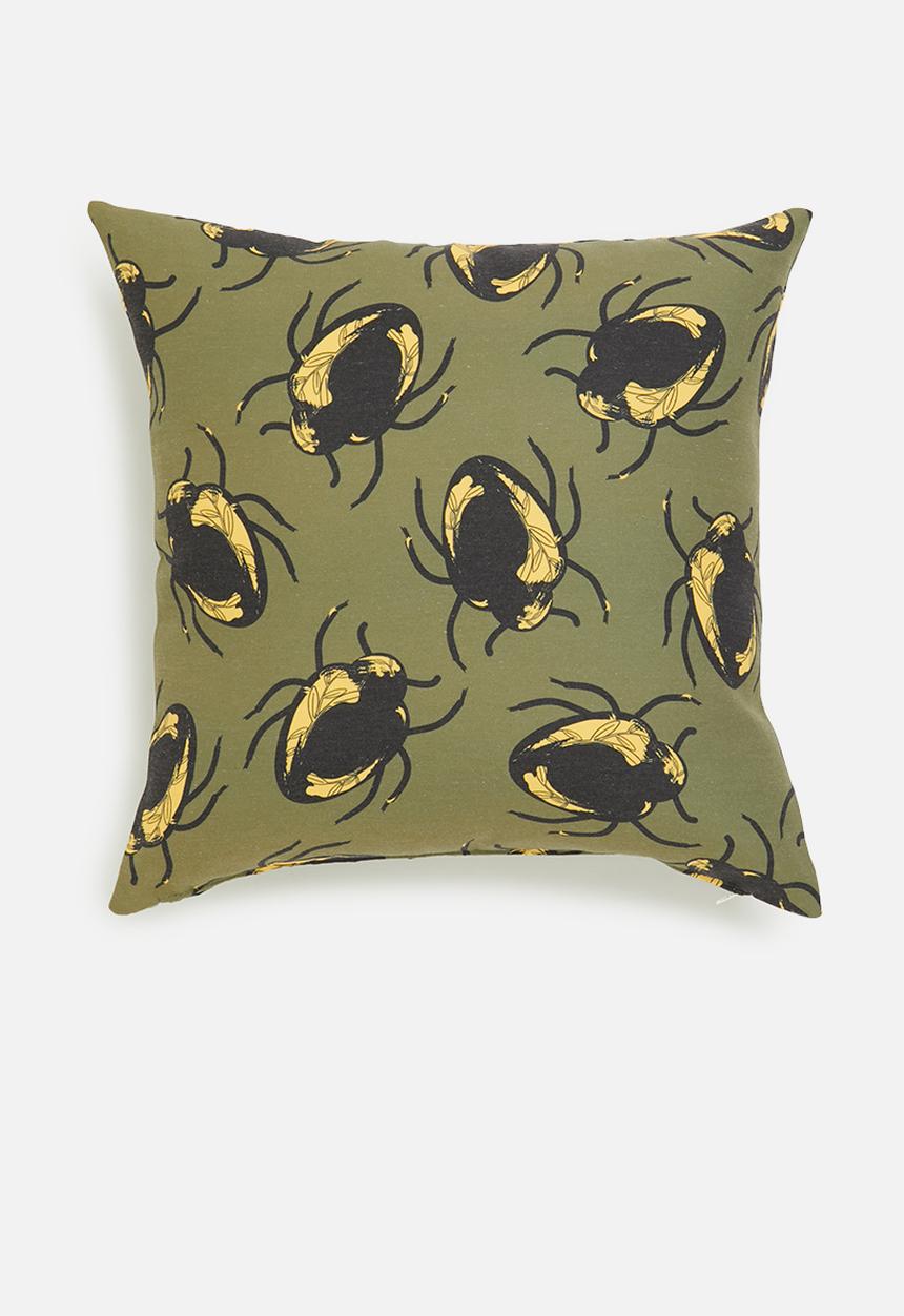 Fabric Bank  - Scurry busy bugs cushion cover - olive