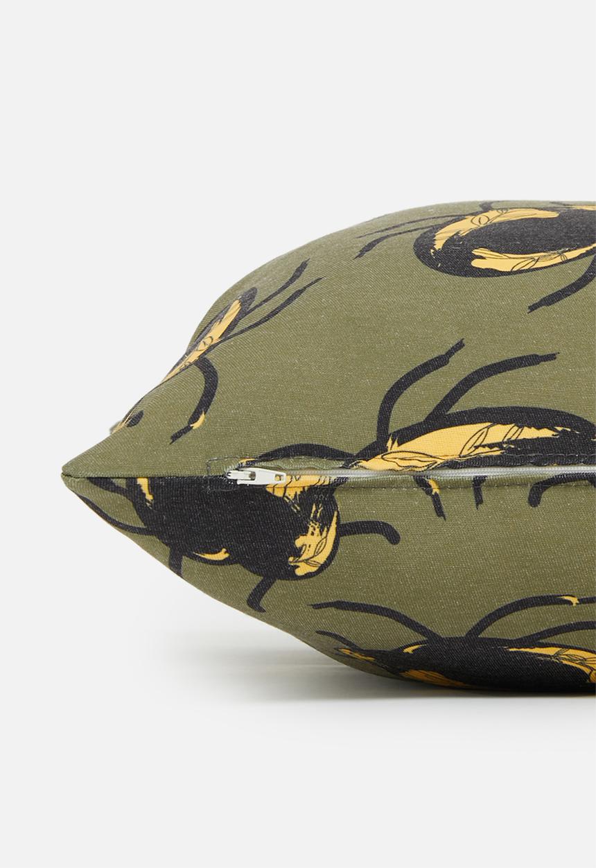 Fabric Bank  - Scurry busy bugs cushion cover - olive