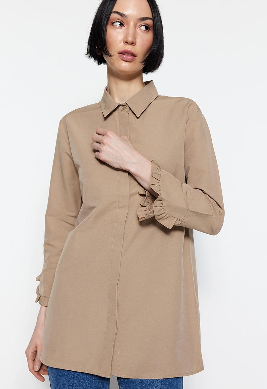 Trendyol - Modest frill cuff shirt - stone