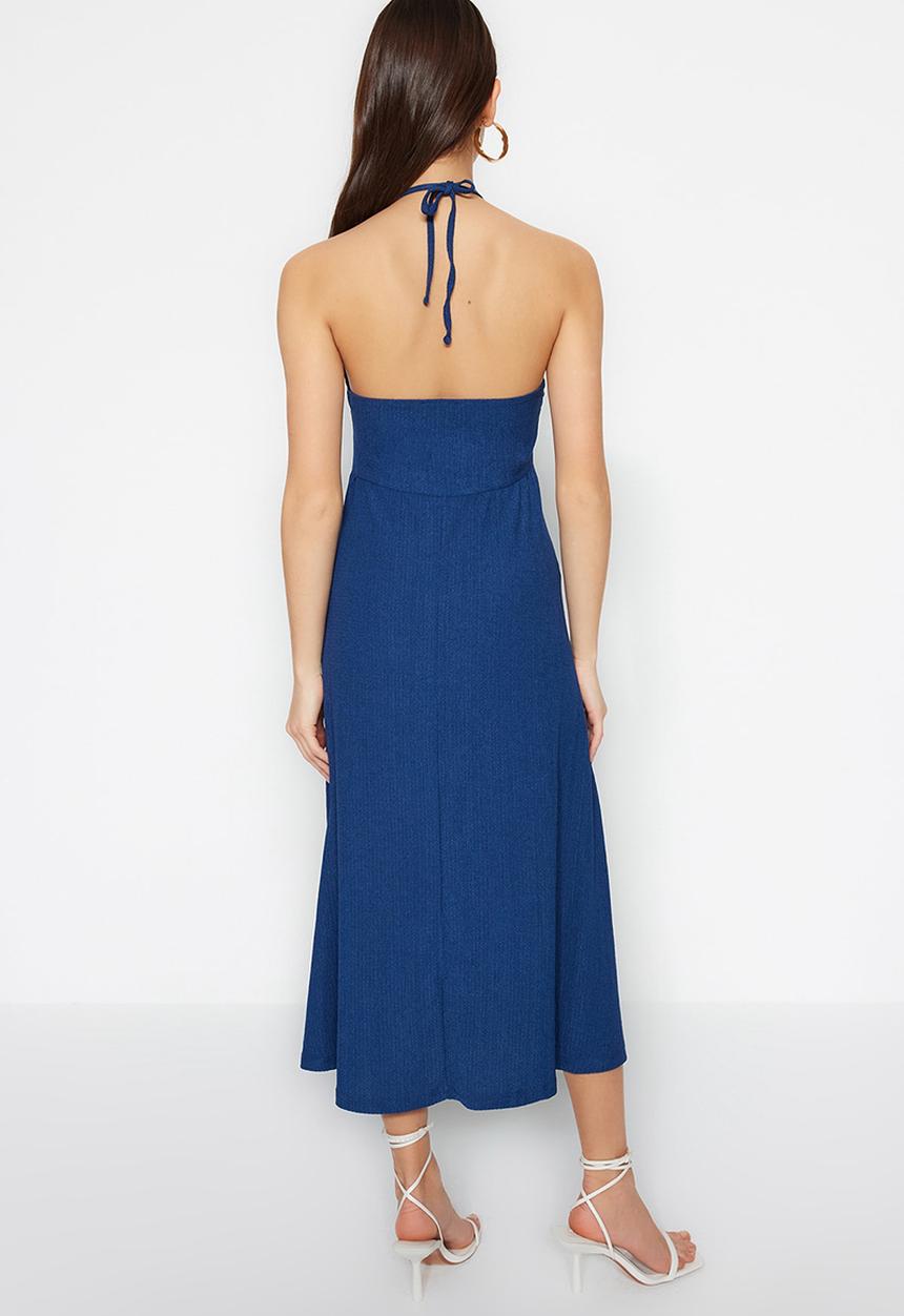 Trendyol - Tie up midi skater dress - navy