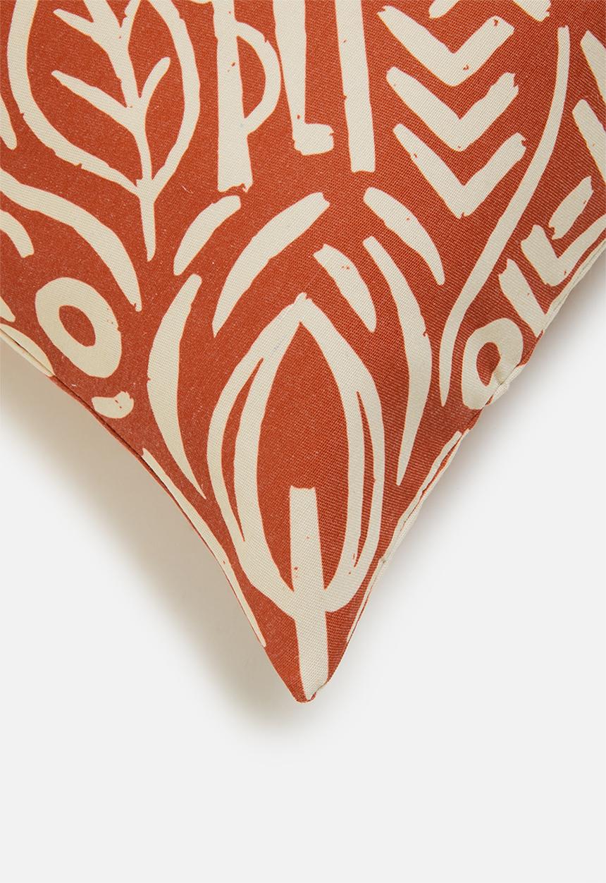 Fabric Bank  - Line work cushion cover - rust