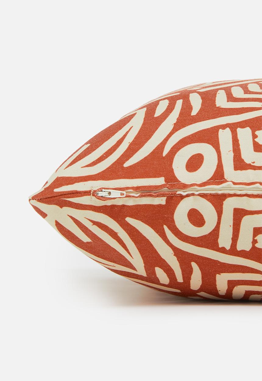 Fabric Bank  - Line work cushion cover - rust