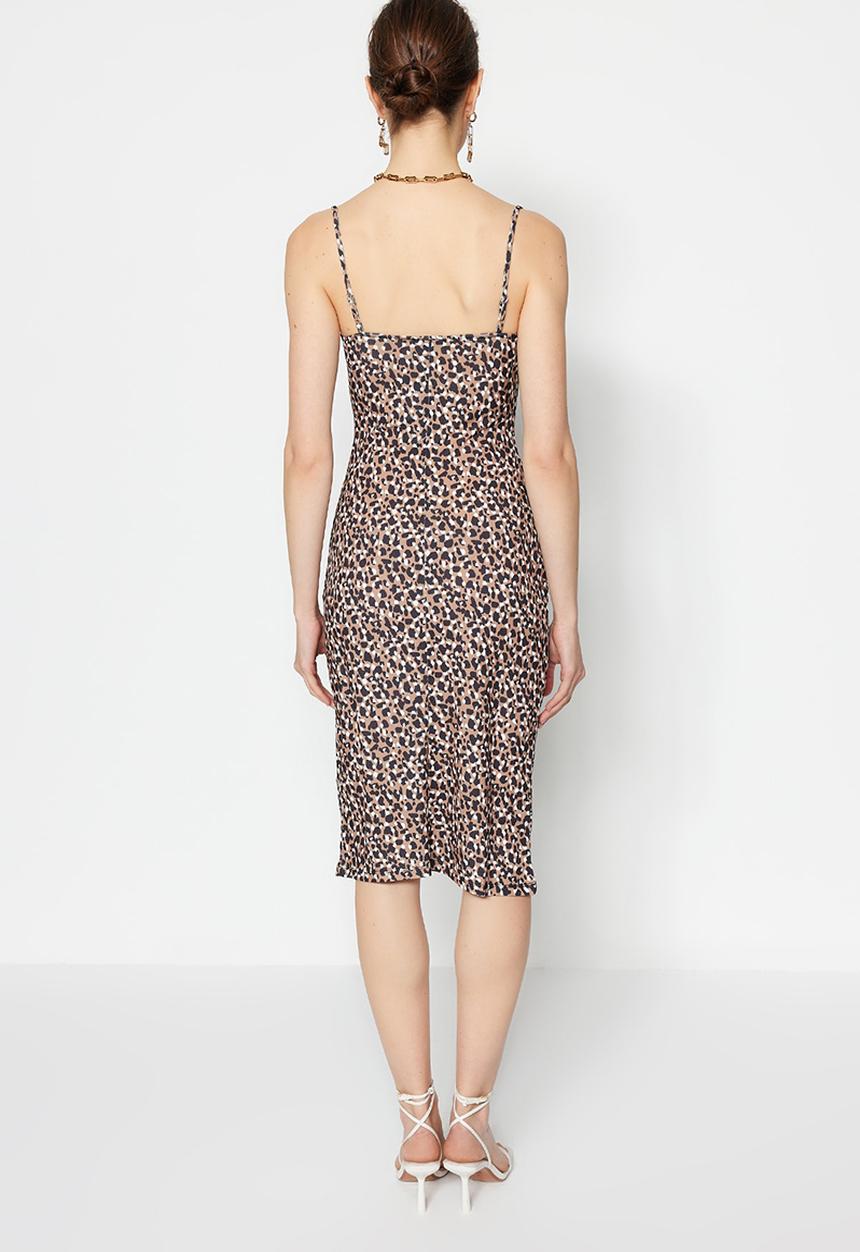 Trendyol - Mock cowl neck bodycon dress - brown
