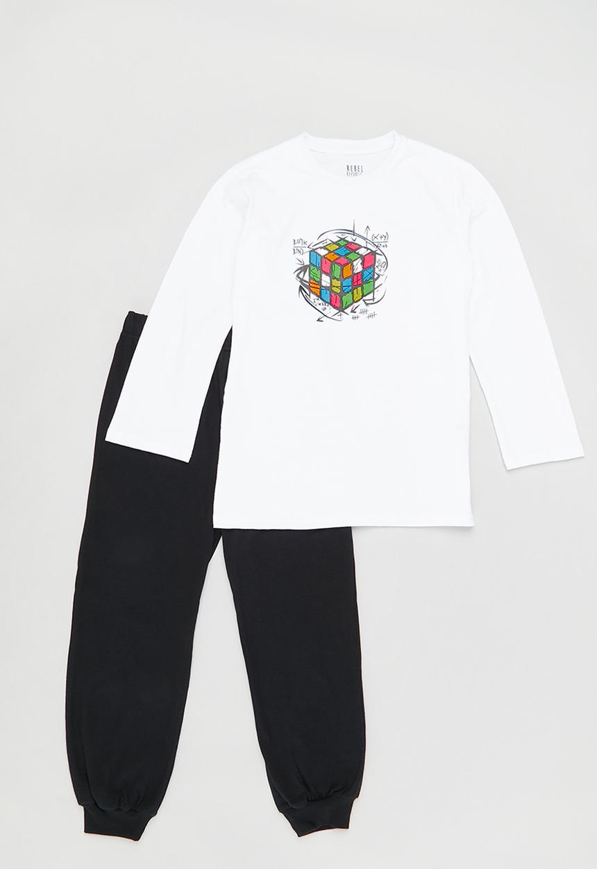 Rebel Republic - Boys winter pj set -  black and white 