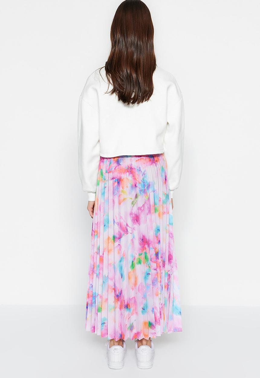 Trendyol - Modest print pleated skirt - lilac