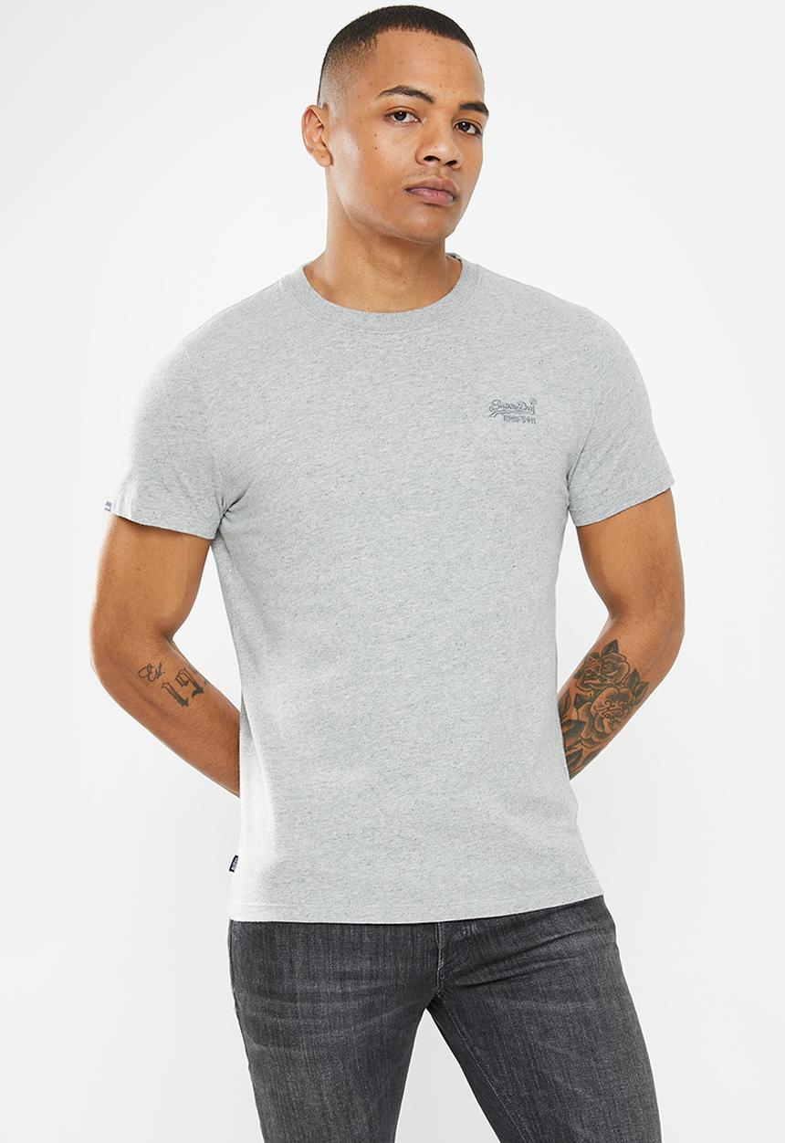 Superdry. - Vintage logo emb tee - pumice stone marl