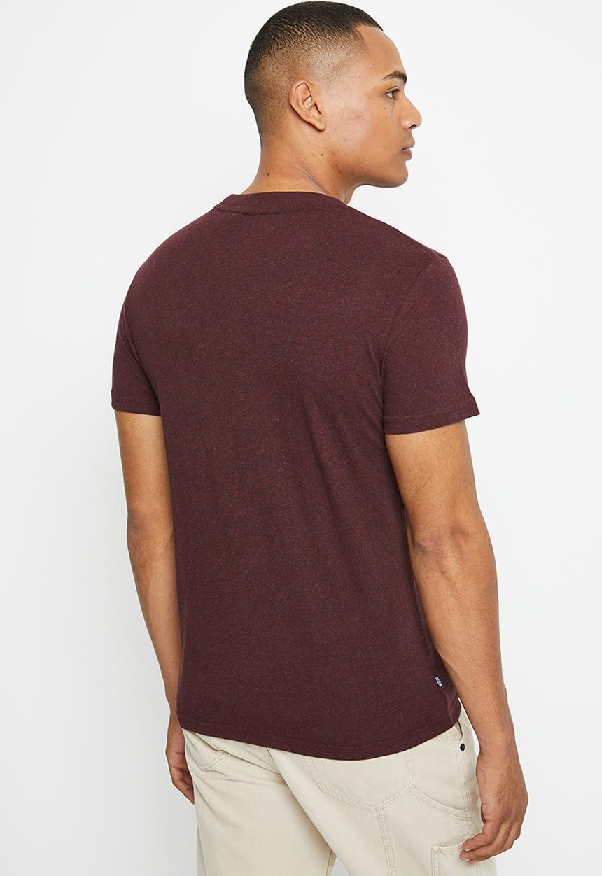 Superdry. - Vintage logo emb tee - deepest burgundy grit