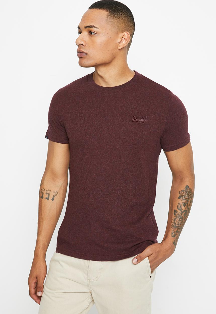 Superdry. - Vintage logo emb tee - deepest burgundy grit