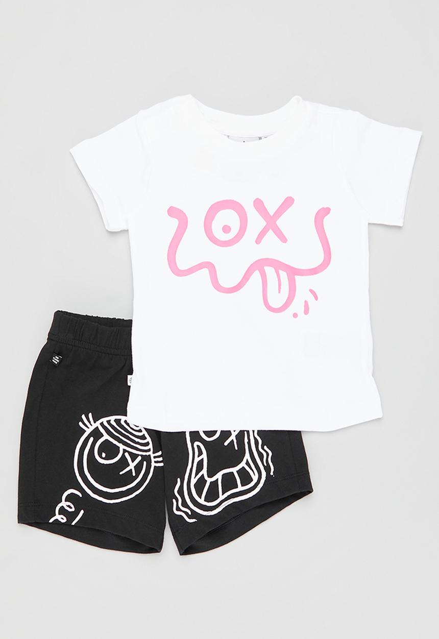 adidas Originals - Short & tee set - white/black