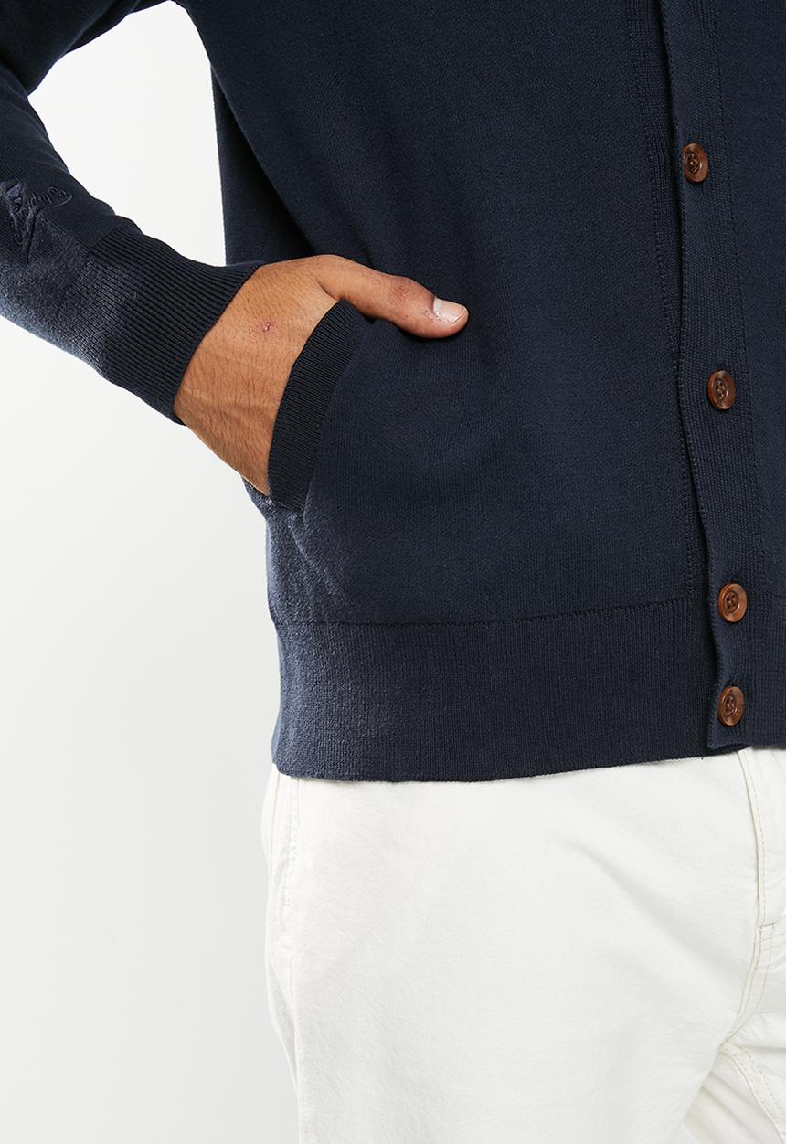 Superdry. - Vintage varsity cardigan - rich navy