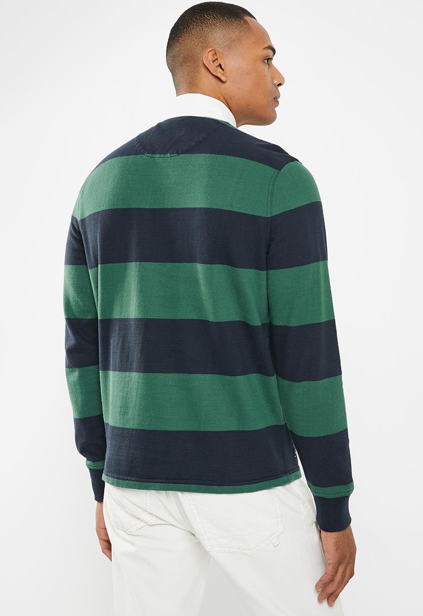 Superdry. - Vintage laundered long sleeve rugby - eclipse navy stripe