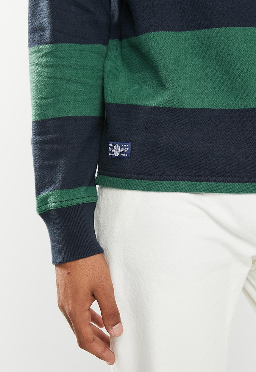 Superdry. - Vintage laundered long sleeve rugby - eclipse navy stripe