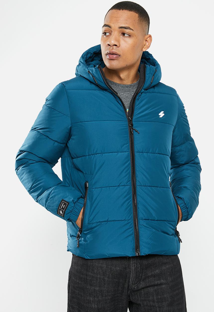 Superdry. - Hooded sports puffer - sailor blue