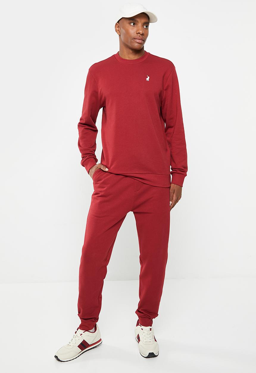 POLO - Men sport long sleeve sweat top - burgundy