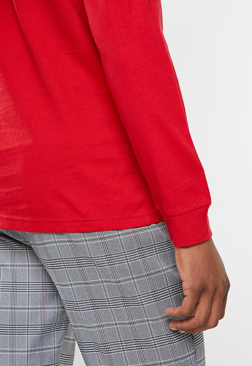 POLO - Mens crest logo long sleeve tee - red
