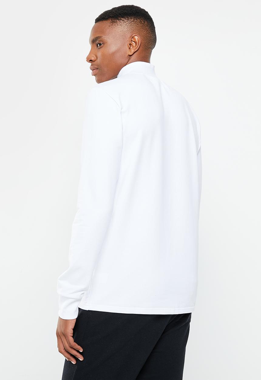 POLO - Men sport collar print long sleeve tee - white  