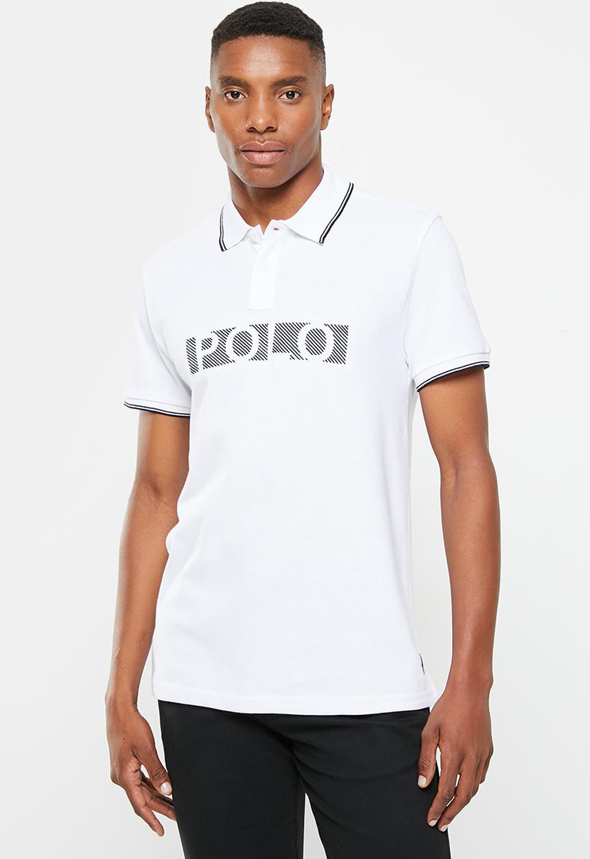 POLO - Mens emb logo short sleeve golfer - white
