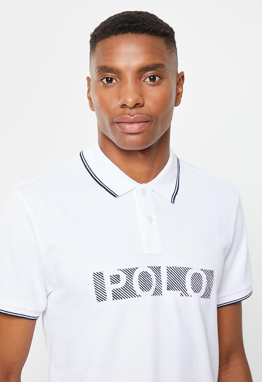 POLO - Mens emb logo short sleeve golfer - white
