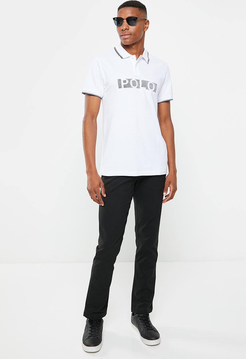 POLO - Mens emb logo short sleeve golfer - white
