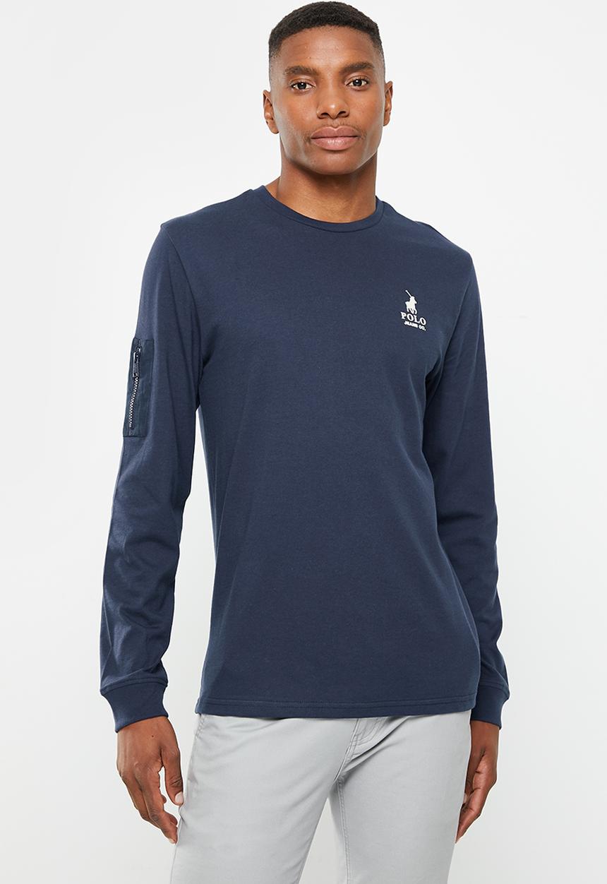 POLO - Mens pjc back printed long sleeve tee - navy 