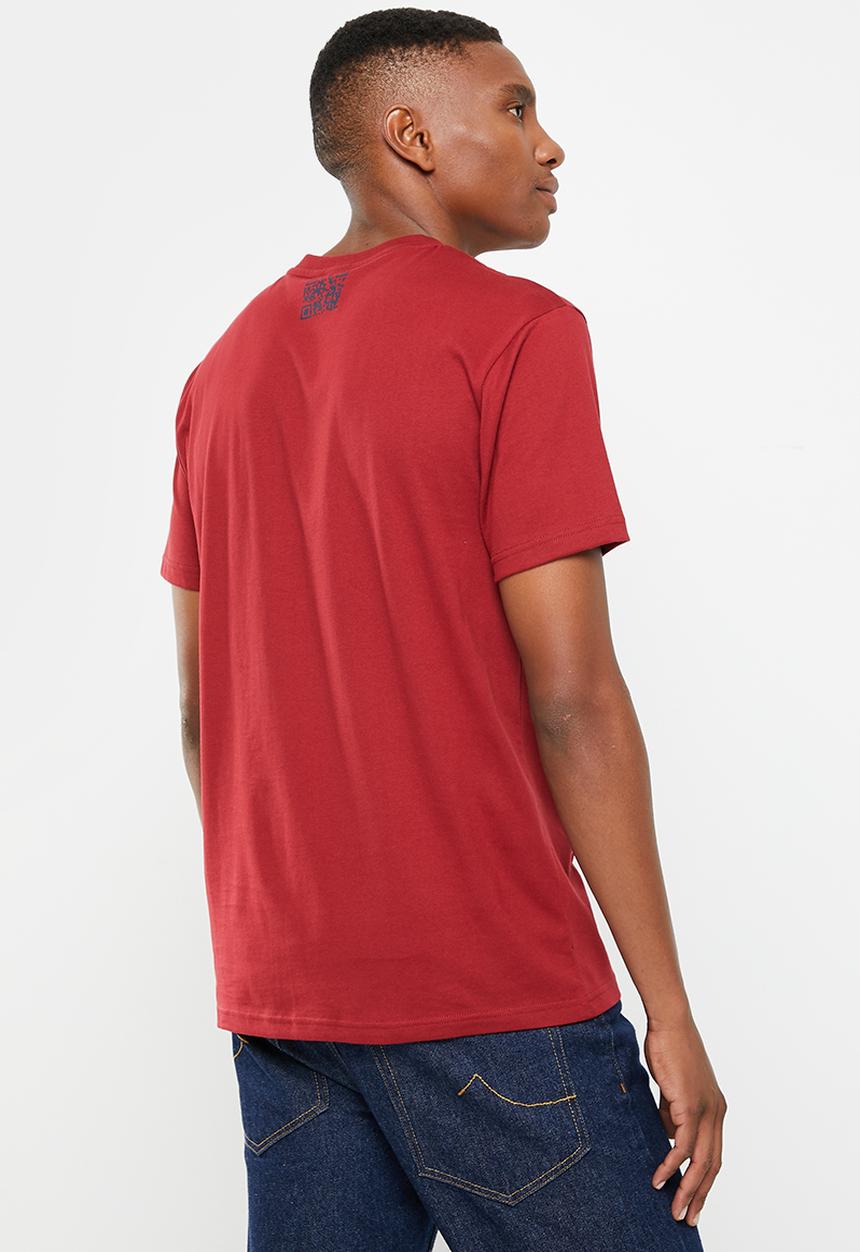 POLO - Mens pjc print logo short sleeve tee - burgundy