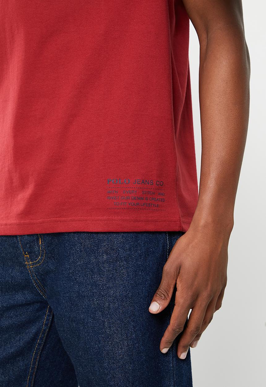 POLO - Mens pjc print logo short sleeve tee - burgundy