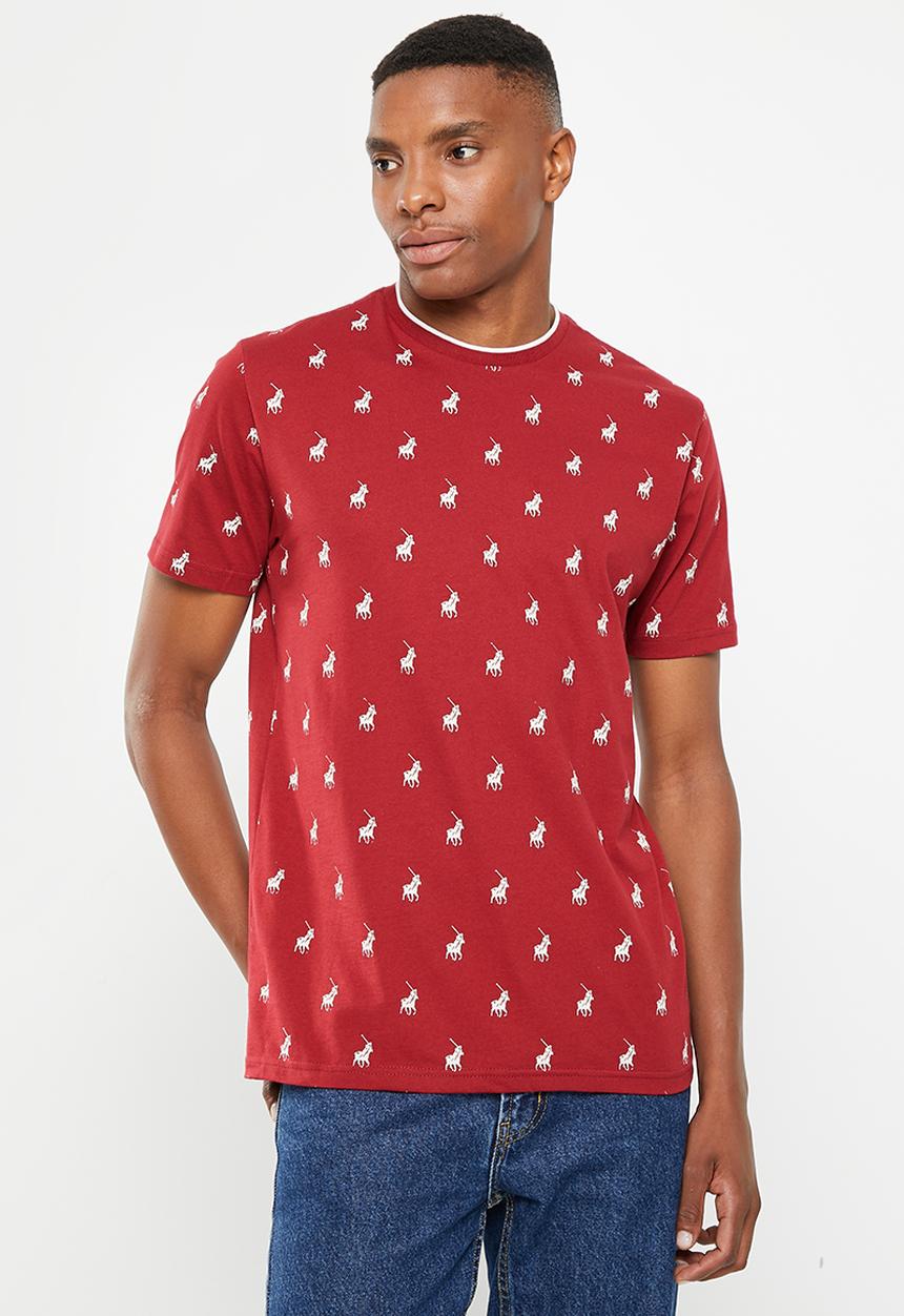 POLO - Mens monogram short sleeve tee - burgundy