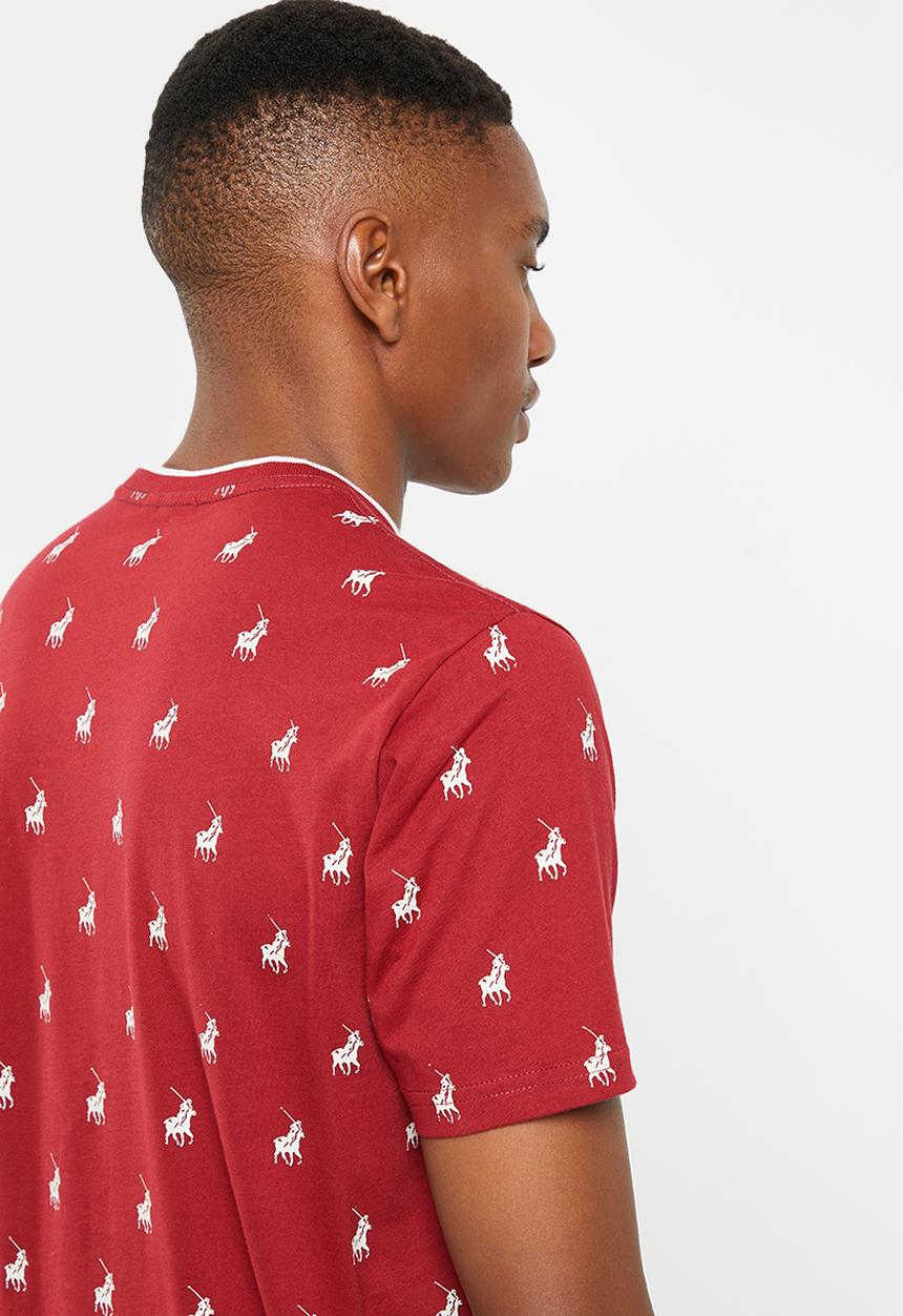 POLO - Mens monogram short sleeve tee - burgundy