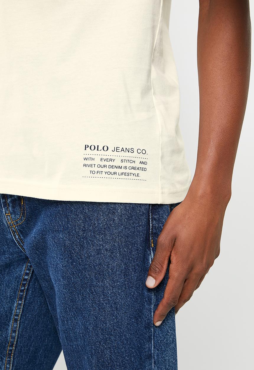 POLO - Mens pjc print logo short sleeve  tee - ecru