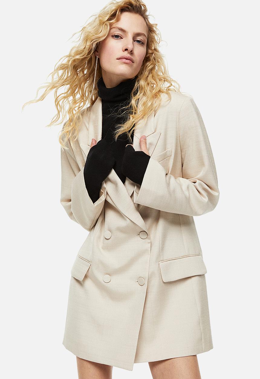 H&M - Double-breasted blazer dress - light beige