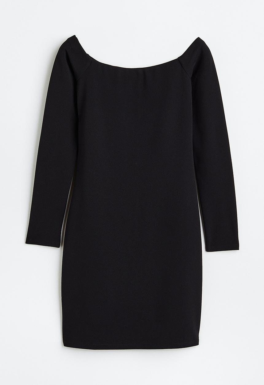 H&M - Off-the-shoulder jersey dress - black