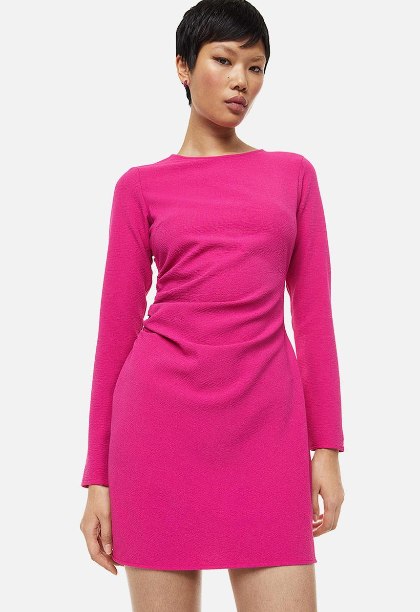 H&M - Gathered crêpe dress - cerise