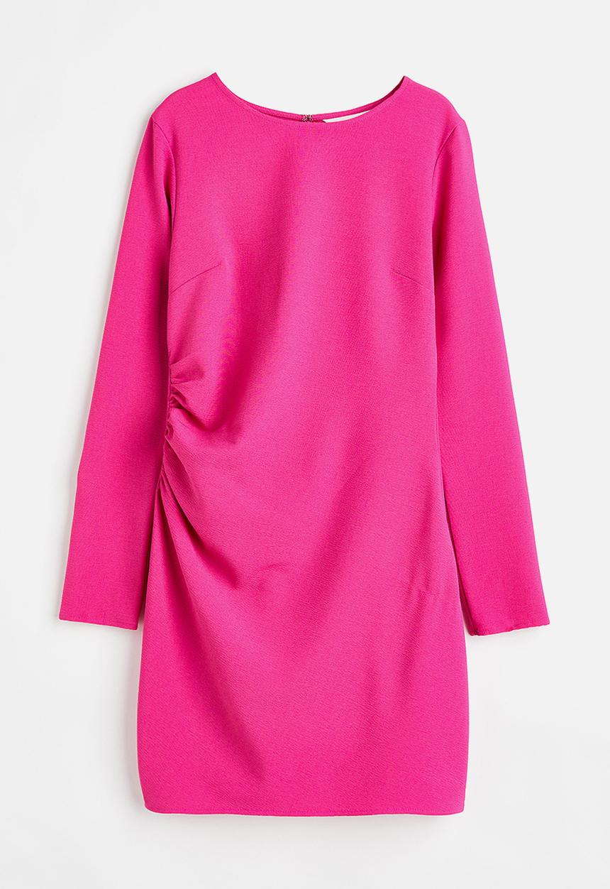 H&M - Gathered crêpe dress - cerise